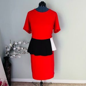 Eloquii Color Block Ponte Peplum Dress Size 22